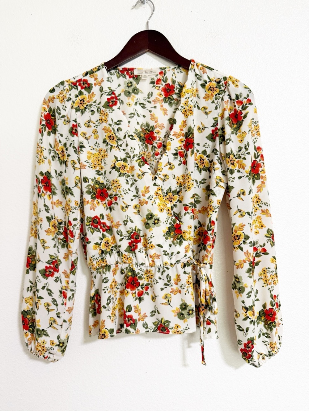 Nine Britton Floral Wrap Peplum Blouse
